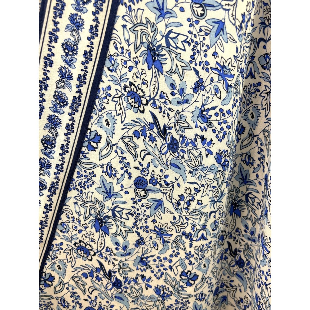 LOFT Women's Blue & White Floral Kimono Wrap Size M/L 100% Modal Career Boho - Picture 3 of 4